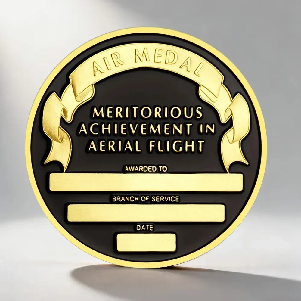 Gold Plated Air Force Honor Aviation Medal Souvenir Coins Air Medal Military Enthusiast Golden Plated Collection Coin