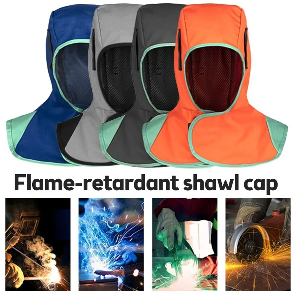 

New Full Protective Welding Fire Retardant Cap Dustproof Shawl Polished Anti-Splash Hood Welder Anti-Scalding Shawl Hat