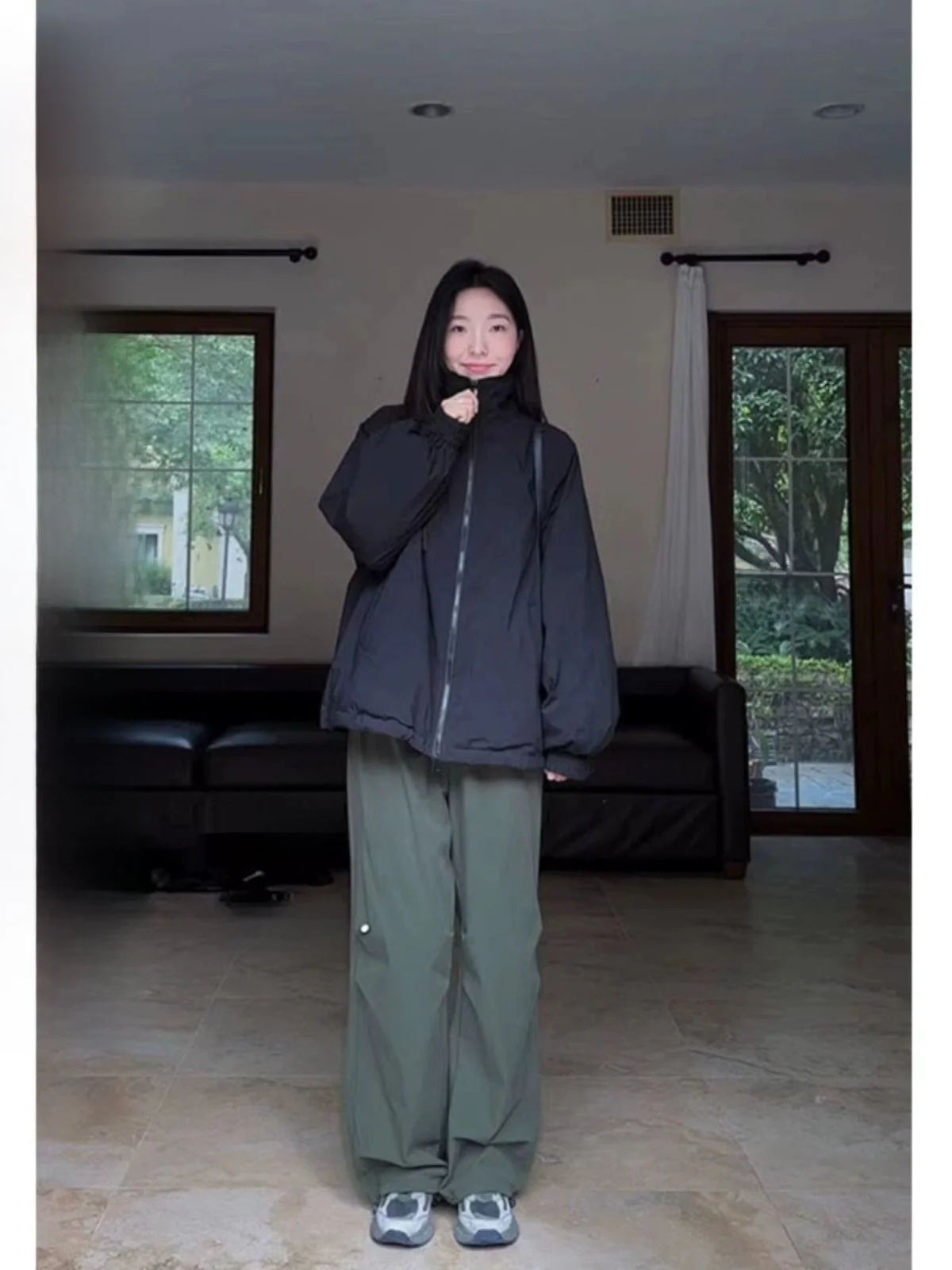 

Свободная посадка Du down Jaet Рабочая одежда для поездок на работу Хлопчатобумажная ткань Тепло Длинная застежка-молния Pure Color G923A05506-3