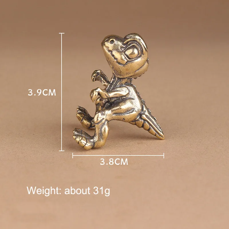 Solid Brass Jurassic Dinosaurs Small Statue Desktop Ornaments Vintage Miniatures Figurines Animal Home Decoration Crafts Decors