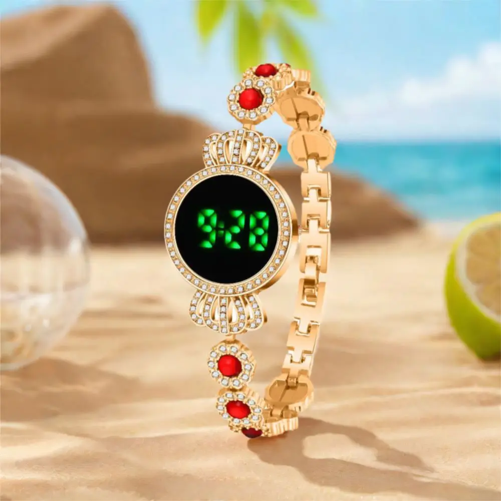 

Элегантные женские электронные часы в стиле ретро, легкие роскошные наручные часы со стразами, красочный браслет, женские деловые часы, женские