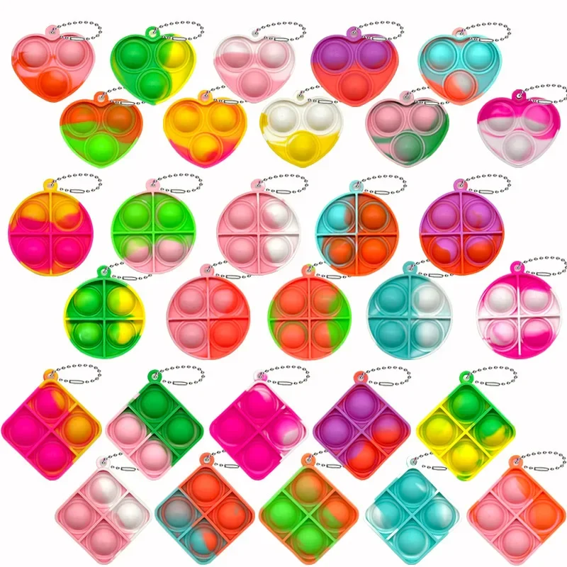 24 Pcs Mini Pop Keychain Toddler Sensory Fidget Toys Bulk for Classroom Prizes Kids Birthday Party Favors Goodie Bag Stuffers