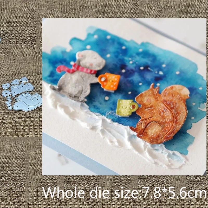 New Design Craft Metal stencil mold Cutting Die Christmas Squirrel Cheers scrapbook die cut Album Paper Card Craft Embossing