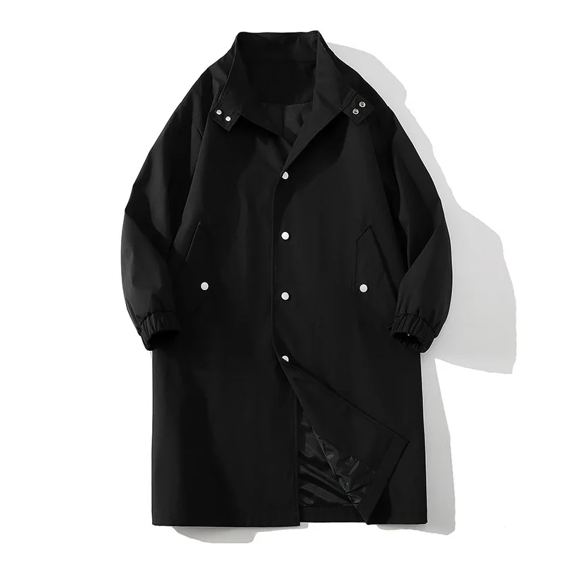 

GIOIOMen's duster，Spring and Autumn Solid Color Mid-Length Cotton Blend Loose Casual British Style Jacket Coat