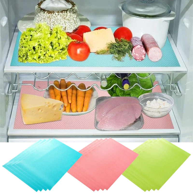 2/4/8PCS Refrigerator Pad Antifouling Refrigerator-Liners Washable Mildew Refrigerator-Mats Can Be Cut Refrigerator Fridge Mats