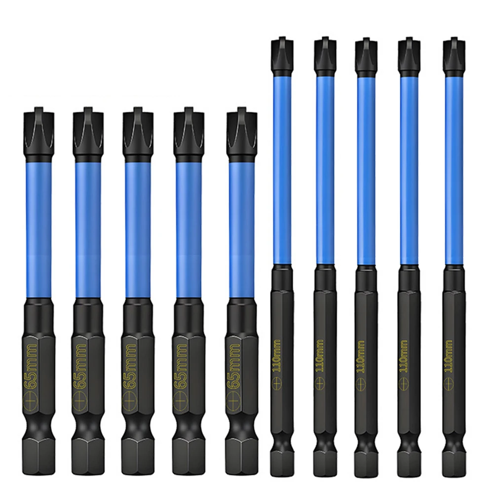 

10pcs PH2 65/110mm Cross Screwdriver Bit Magnetic Batch Head Screw Driver For Electrician