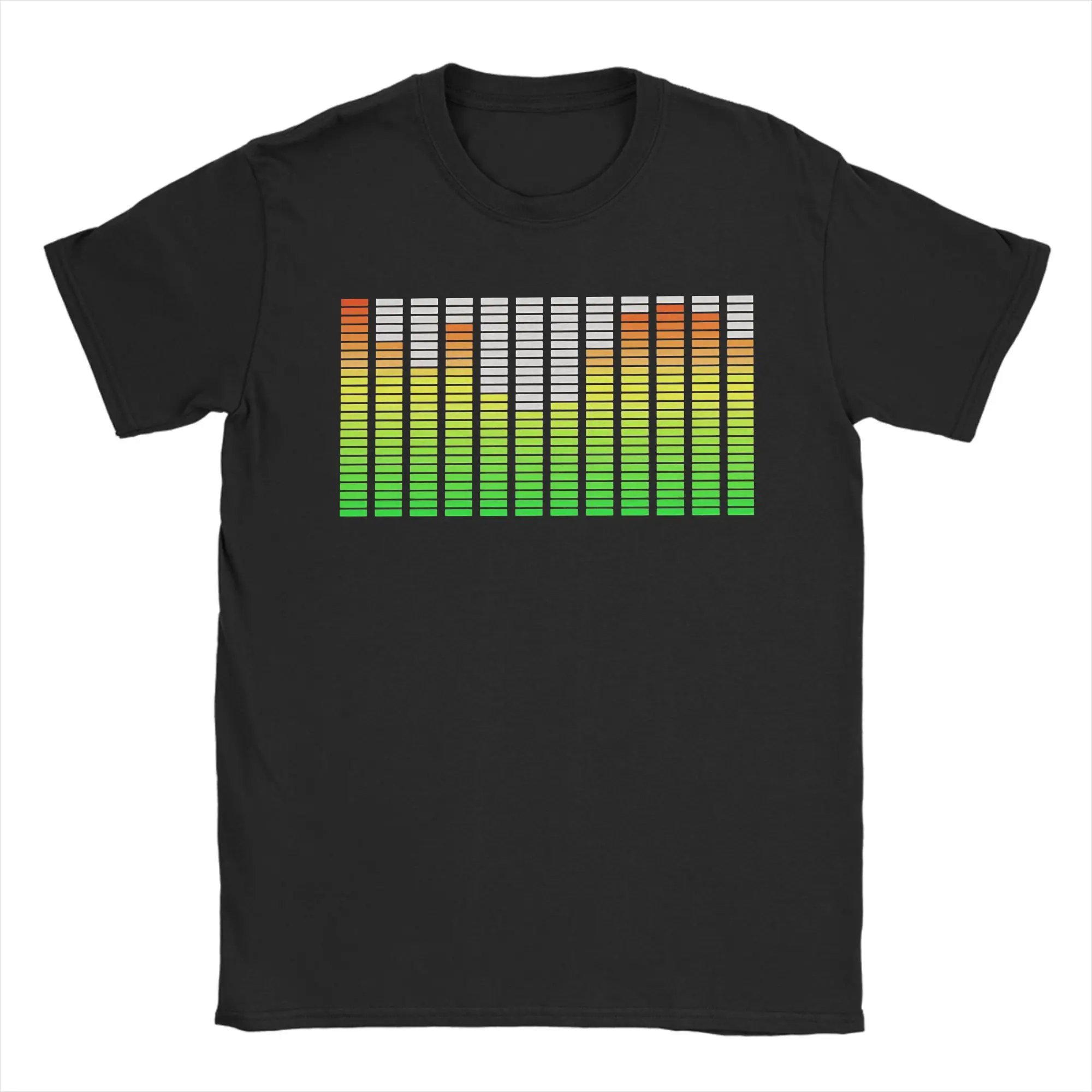 Digital Audio Equalizer Frequency Spectrum Sound Wave T Shirt Men's  100% Cotton T-Shirts Summer O Neck Tees Big Size Clothes