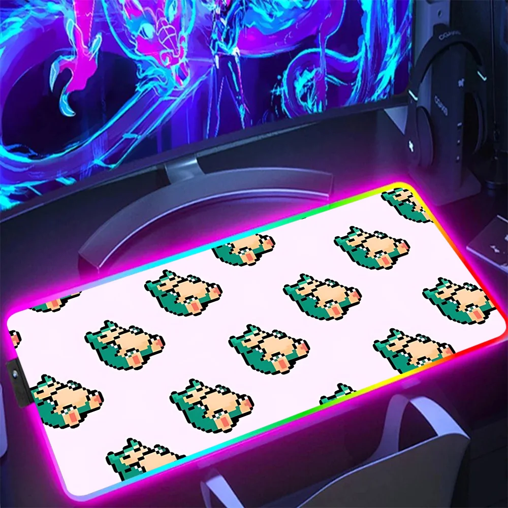Pokemon Snorlax RGB Pc Gamer Keyboard Mouse Pad Mousepad LED Glowing Mouse Mats Rubber Gaming Computer Mausepad