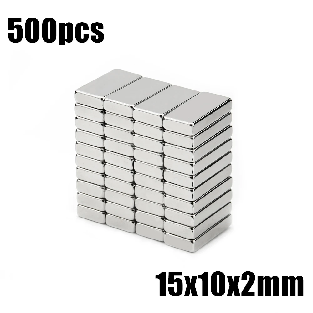 500pcs 15x10x2mm Super Powerful Strong Rare Earth Block NdFeB Magnet Neodymium N35 Magnets 15*10*2mm