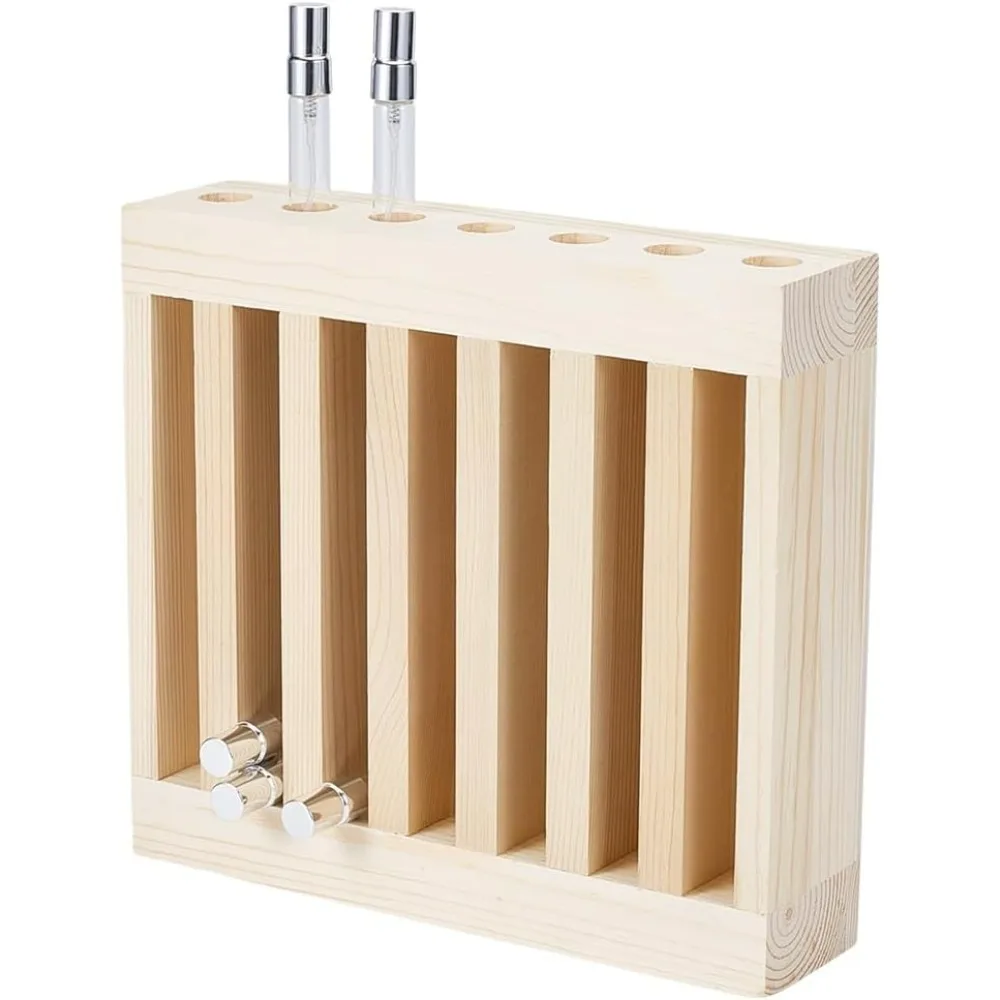 

0,7-дюймовый деревянный держатель для губных помад 9,3x8,5 дюймов, стеллаж для хранения эфирных масел, полка для хранения из соснового дерева для витрины в кабине