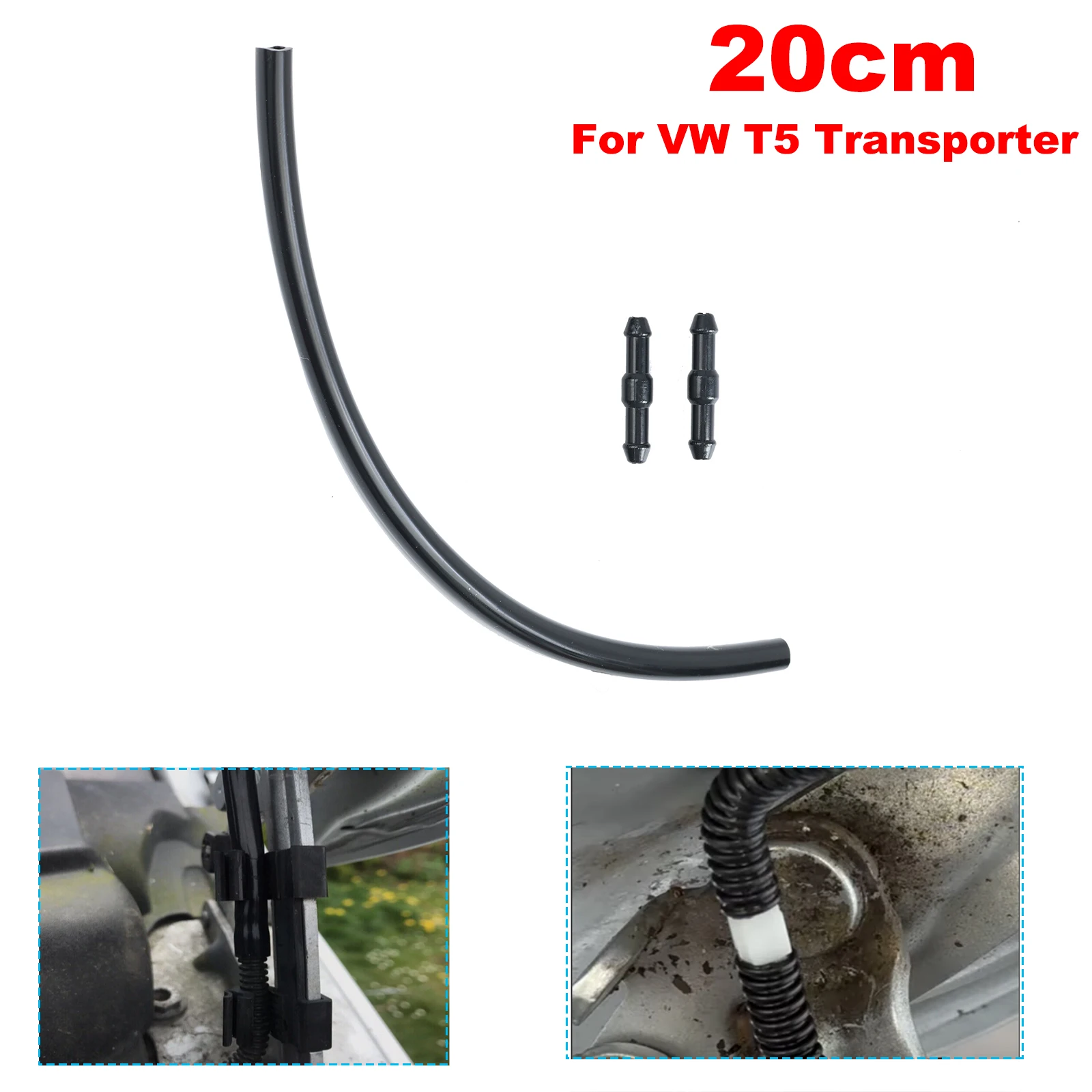 20CM Windscreen Washer Pipe Repair Kit Tube Fix Nozzle Hose Tube Pipe and 2 Connector Repair Part For T5 Transporter Skoda SEAT