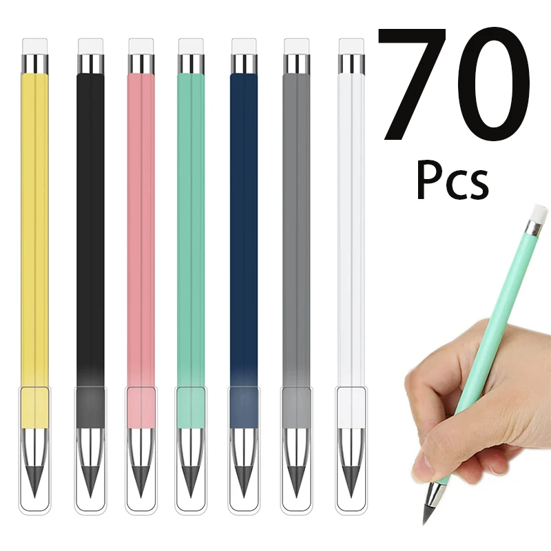 70pcs Inkless Pencil wieder verwendbarer ewiger Bleistift mit Radiergummi für immer Bleistifte für Home School Office Schreib zeichnung