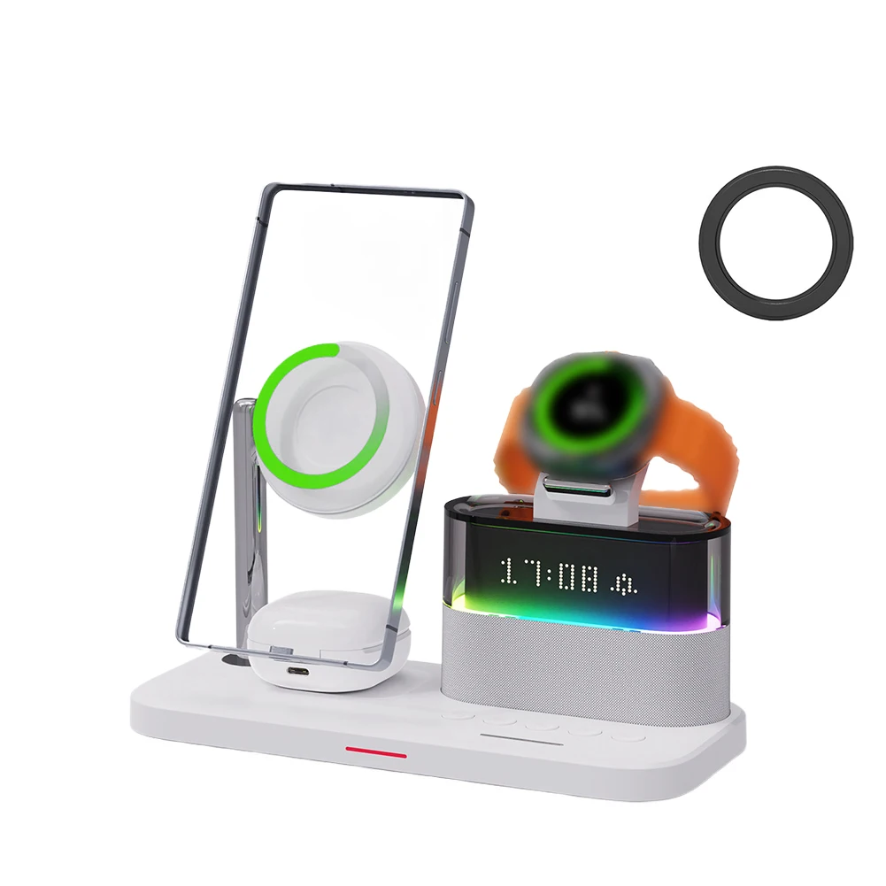 Carregador Magnético Sem Fio 5 em 1 com Base de Carregamento Rápido de 25W para Samsung Galaxy S24 S23 S22 S21, Galaxy Watch 8 e Fones de Ouvido