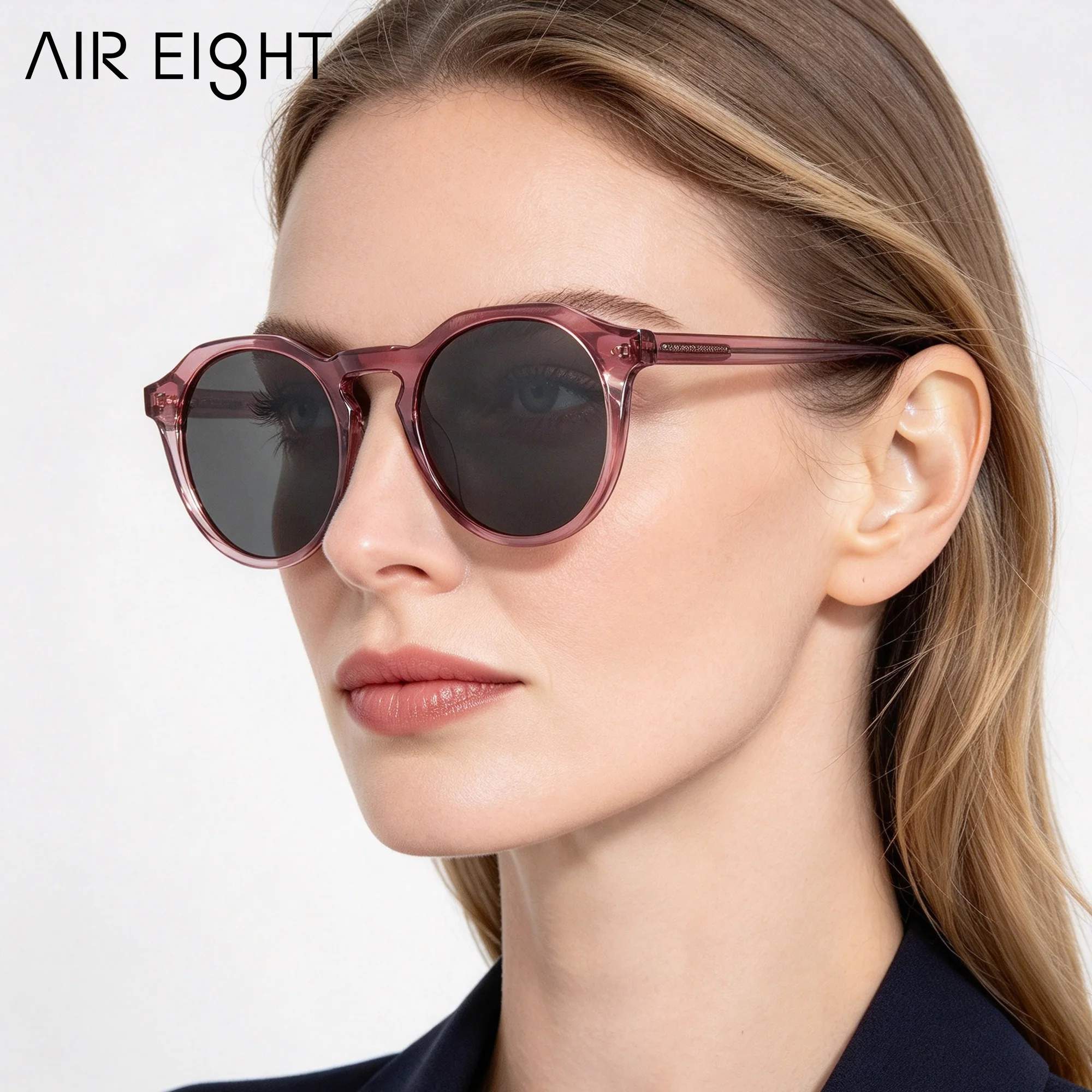 AIR EIGHT Vintage Round Acetate Polarized Sunglasses for Women And Men High‑Grade UV400 Retro Fashion Designer Sun Glasses