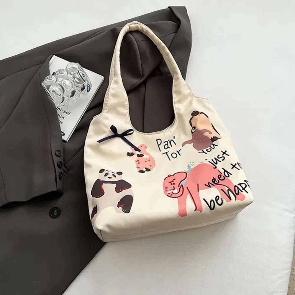 Bolso de lona con hebilla magnética, bolsa de hombro con estampado de grafiti, elefante de gran capacidad, estilo Pastoral, informal, para la escuela