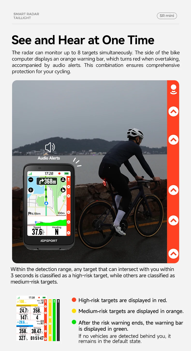 Radar con luz trasera iGPSPORT SR mini – detección hasta 160 m Radar con luz trasera iGPSPORT SR mini – detección hasta 160 m