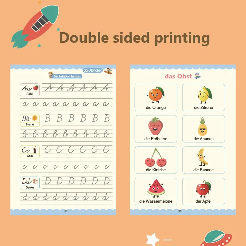 4 Book/set Writing Practice for Kids Notebooks Mathematics Montessori Calligraphy Learn to Write Children German Books Copy Book