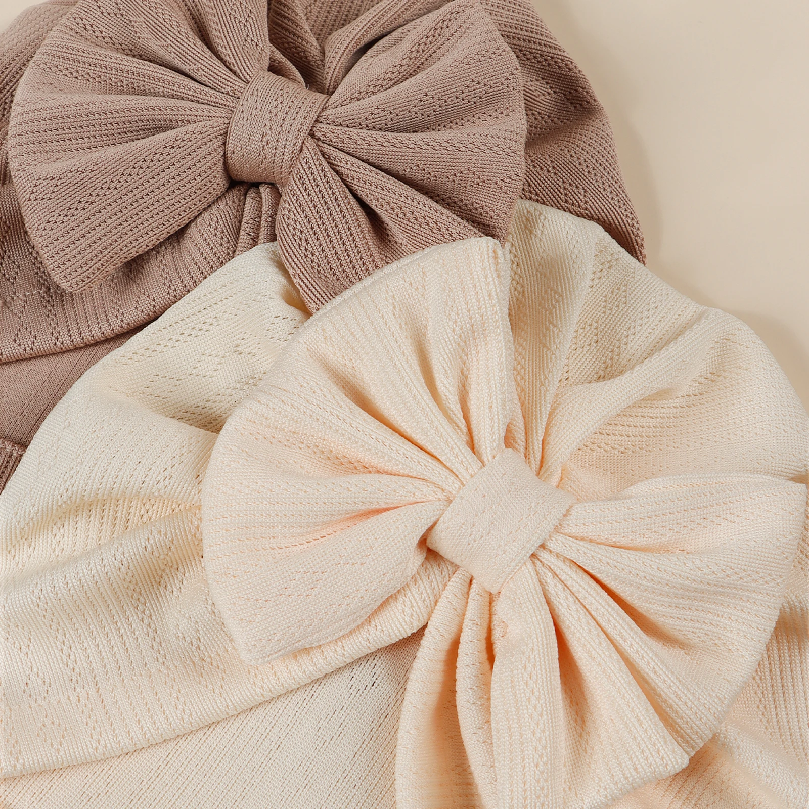 

Solid Color Soft Knit Bow Baby Turban Newborn Beanie Infant Head Wraps Bowknot Caps Unisex Kids India Turban Headwear