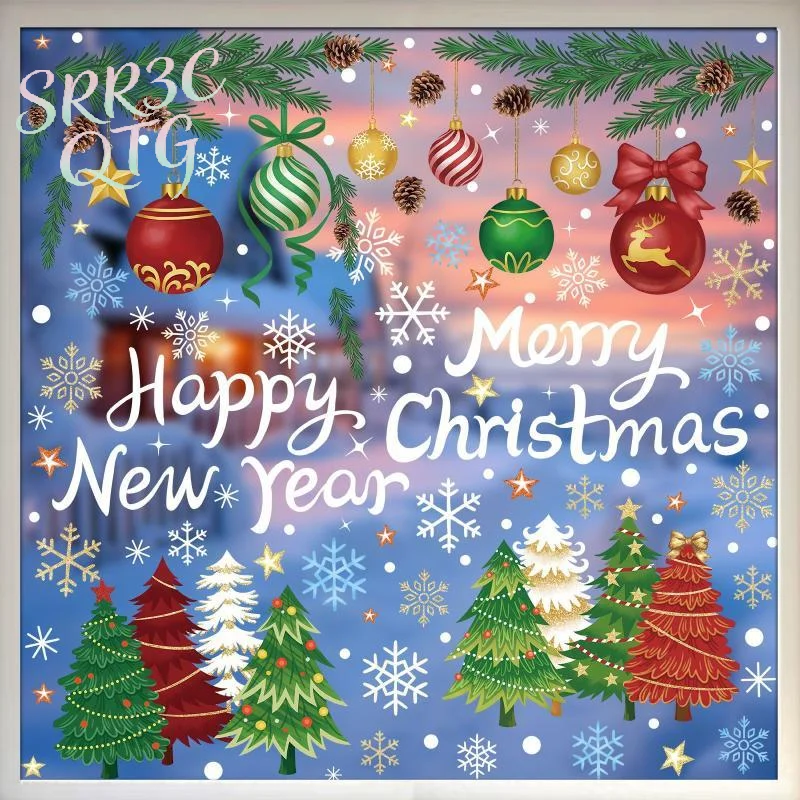 Hot Sale 6 Pcs Christmas Window Stickers Wall Sticker Kids Room Wall Decals Merry Christmas Decorations For Home Year Stickers