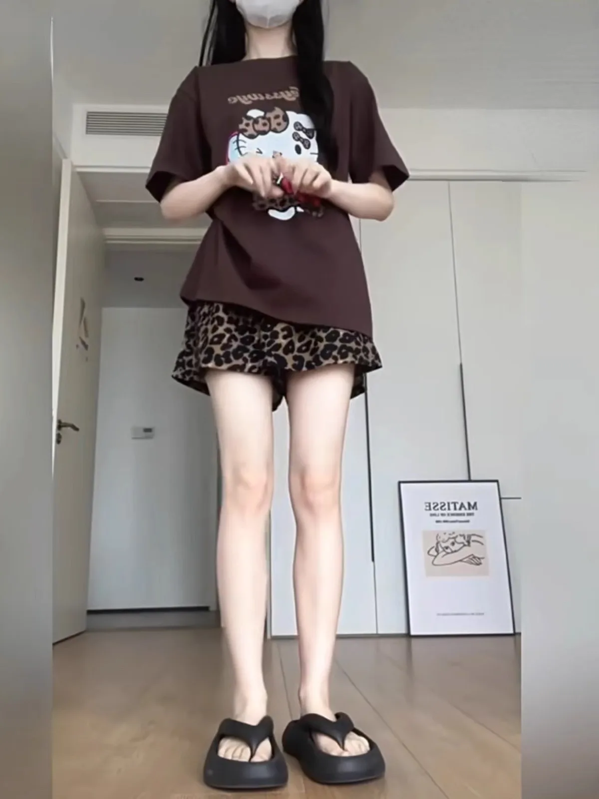 

plus Size Casual Katie Sleepwear Set Women's Summer Leopard Print Shorts Home Clothes Can Be Worn outside 2 Pieces Set