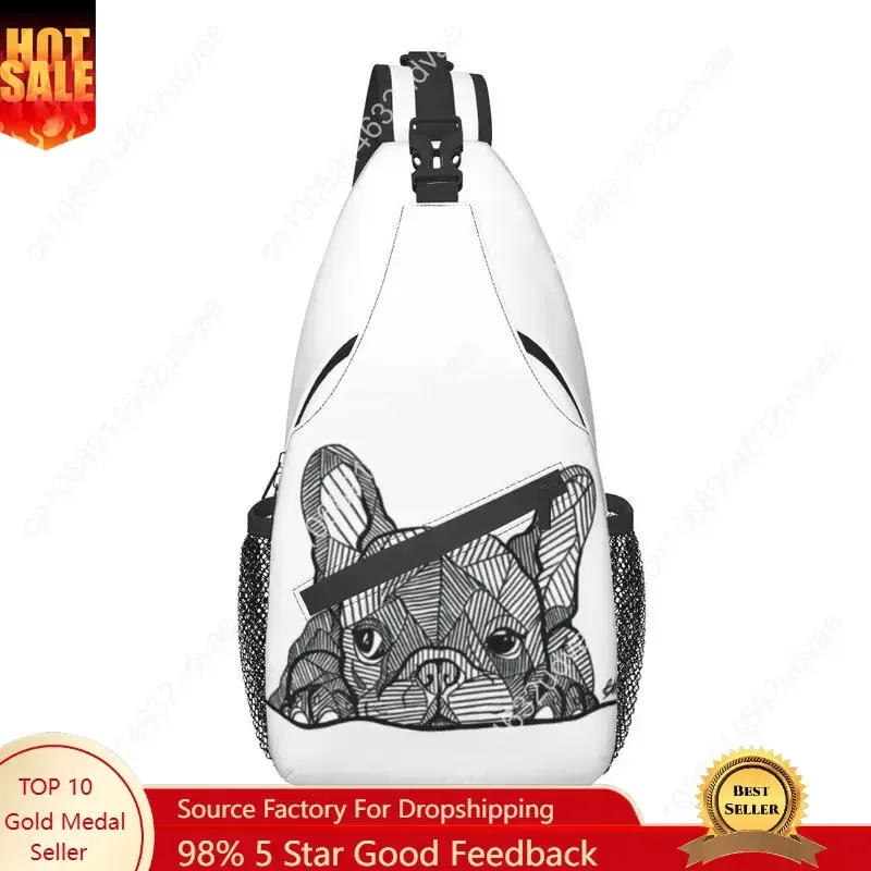 Casual French Bulldog Sling Bag for Cycling Camping Men's Frenchie Dog Lover Crossbody Chest Backpack Shoulder Daypack