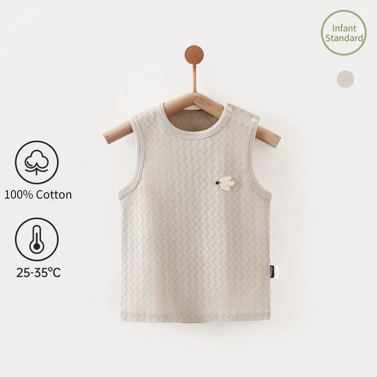 Baby Boy Girl Summer Breathable Cool Vest 6-24M Kid Pure Cotton Hollow Knit Tank Top Infant Casual Wide Strap Sleeveless Shirt