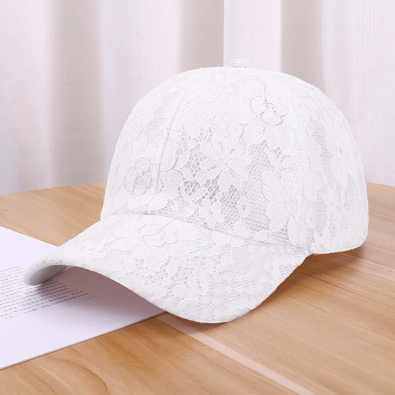 Women\'s Summer Cutout Breathable Baseball Cap Versatile Lace Flower Cap Sun Protective Hat Outdoor Sun Hat