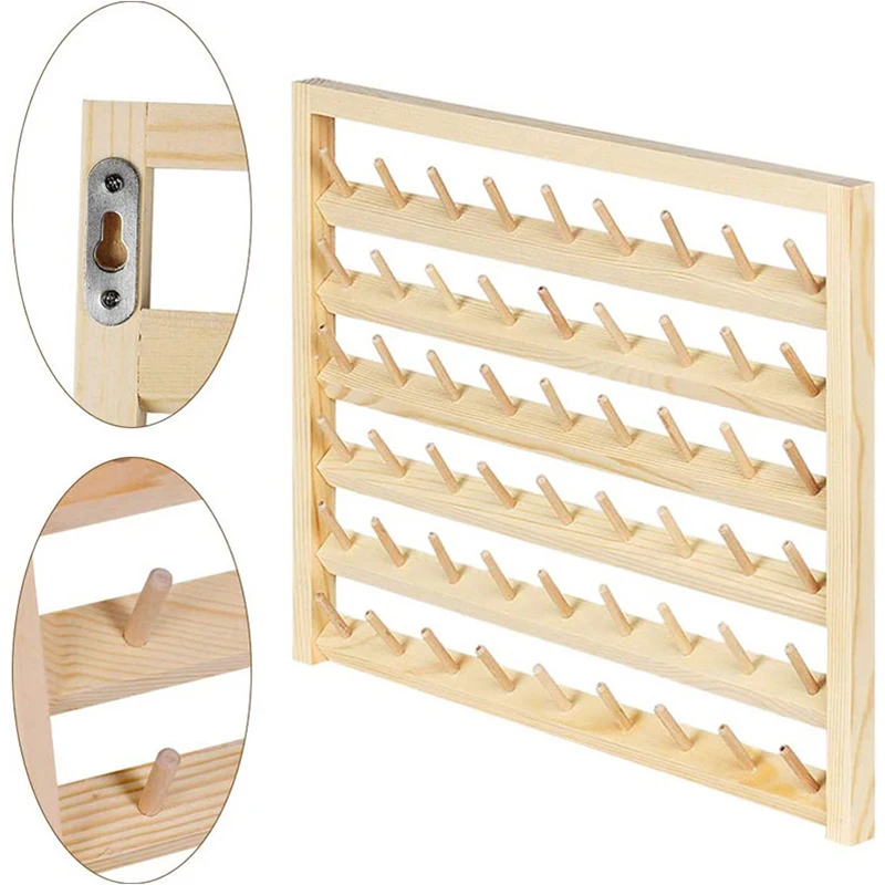 Wooden Thread Holder 54 Spool Thread Rack Wall Mounted Sewing Thread Holder Multi Purpose Thread Stand Shelf