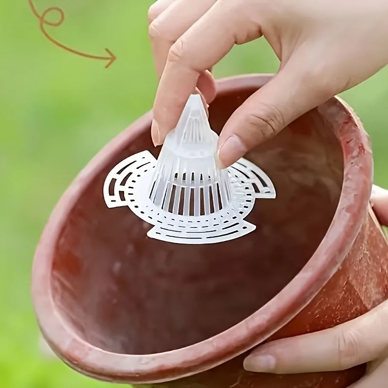 Potted plant bottom filter, durable plastic conical root protection cover with cage structure, prevents rotting