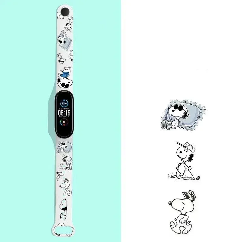 Snoopy Charlie Brown Strap for Xiaomi Mi Band 8 7 6 5 4 3 Silicone Strap Cute Cartoon Watchband Replaceable Wrist Strap Bracelet