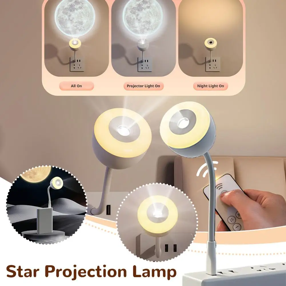 

USB Moon Projector Light 3 Modes Romantic Ambient Table Lamp With Remote Control Voice-Activated Night Light For Home Wall Decor