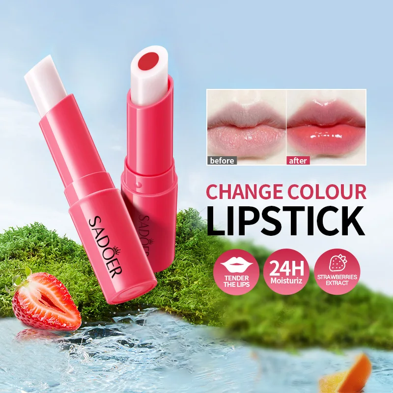 

Strawberry-filled lip balm hydrating and moisturizing thermochromic lip balm