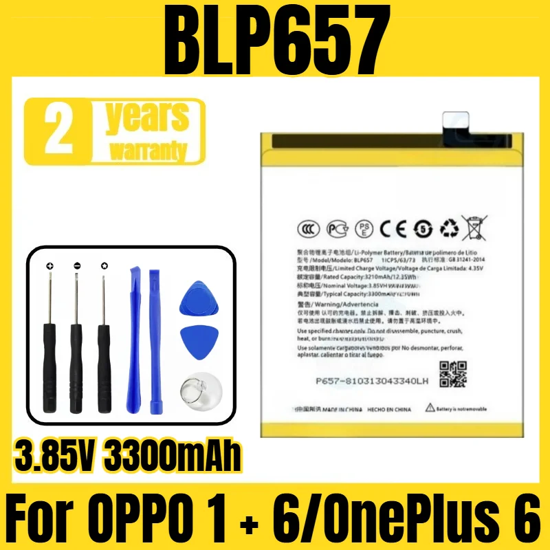 

Suitable for OPPO 1 + 6/OnePlus 6 battery BLP657 mobile phone battery, new large capacity, free tool 3.85V 3300mAh