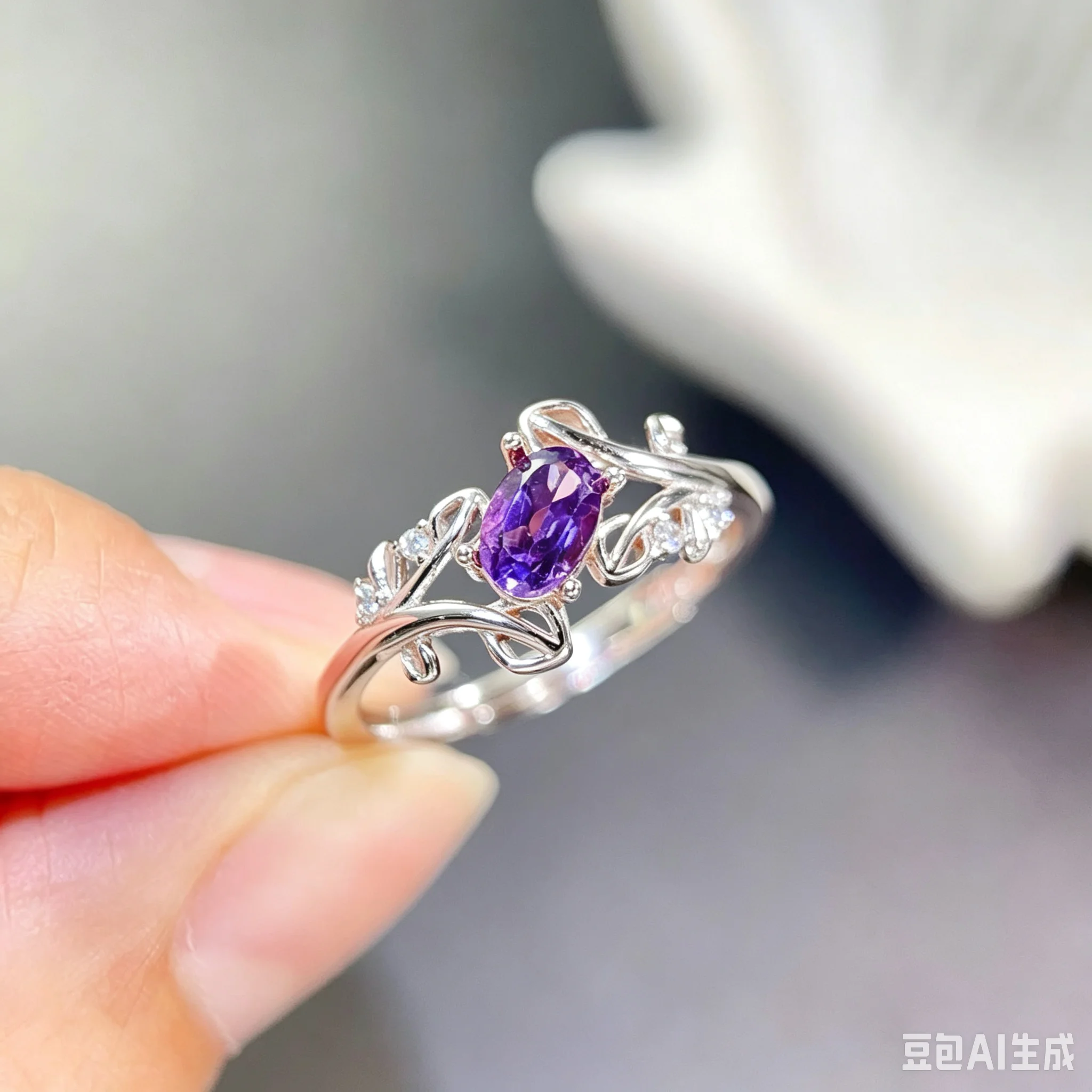 Natural Amethyst Ring with Jewelry Certificate 925 Sterling Silver Crystal Jewelry Daily Wear Ring Gift for Women
