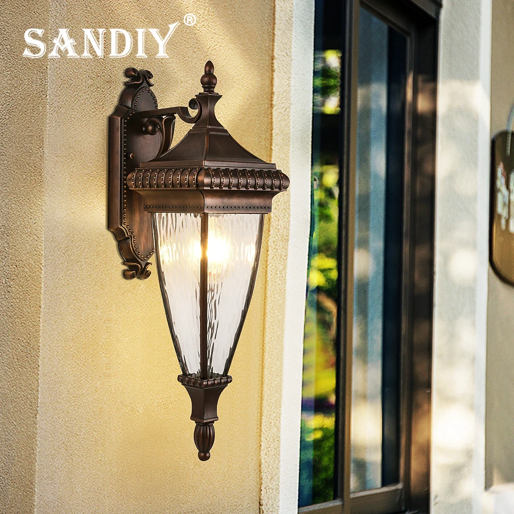 SANDIY Outdoor Porch Light Pillar Wall Lamp Waterproof Vintage Lighting for House Gate Patio Aisle Sconce LED Bulb max 100W