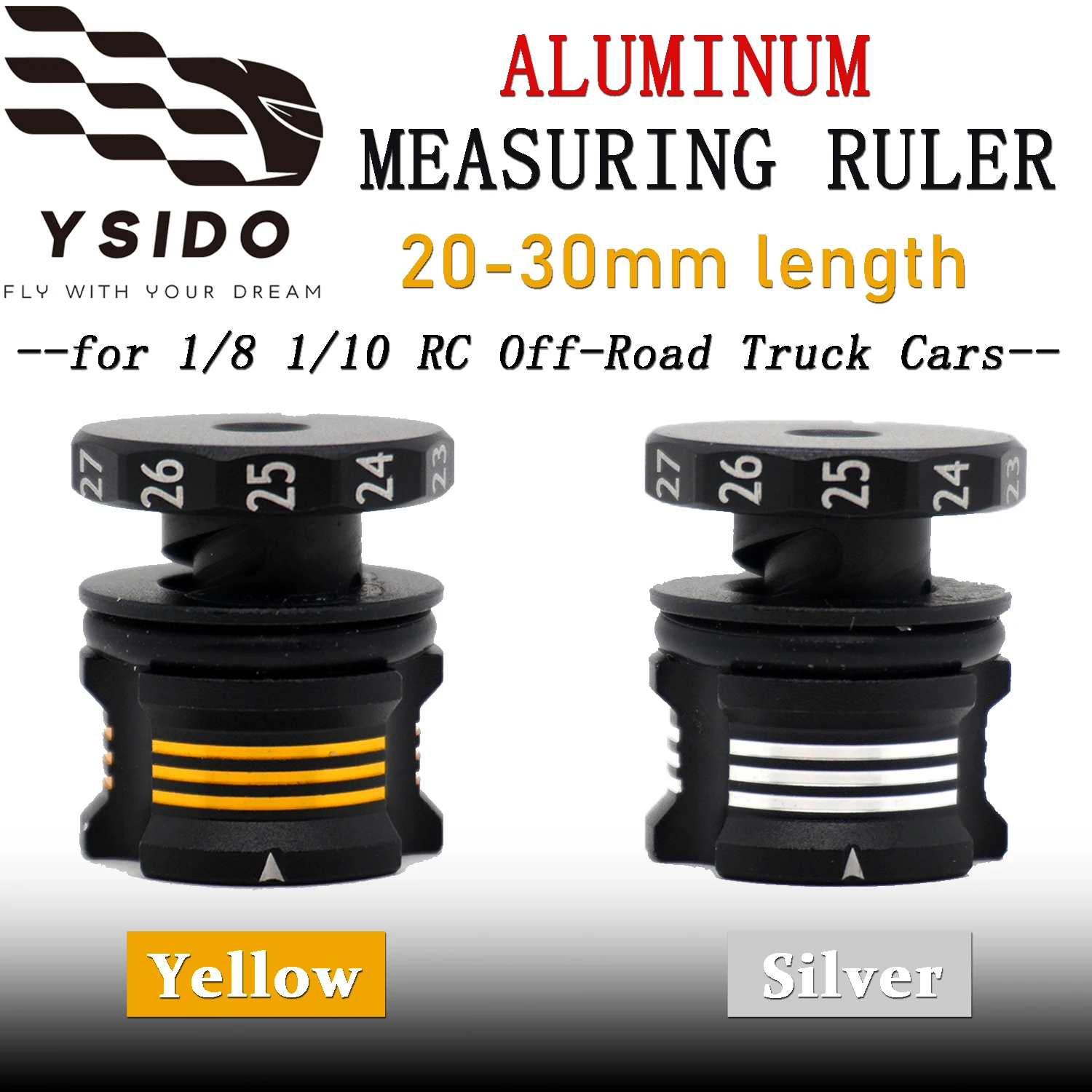 

YSIDO 20-30mm Adjustable Ride Height Gauge Aluminum Alloy Measuring Ruler Tool for 1/8 1/10 RC On-Road Off-Road Drift Truck Cars