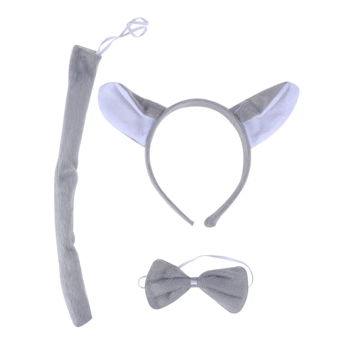 3Pcs Cosplay Headdress Set Head Hoop Bow Tie Tail for Halloween Festival Costume Decoration Photo Prop