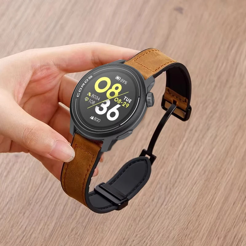 20mm 22mm Leather+Silicone Band for COROS PACE 3/2 Smart Watch Wristband for Coros Pace APEX 1/2 Pro Fold Magnetic Buckle Strap