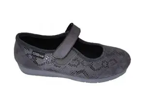 Women's shoe Cosdam Removable insole orthopedic fit close easy wedge 2 cm instep dark gray rubber sole