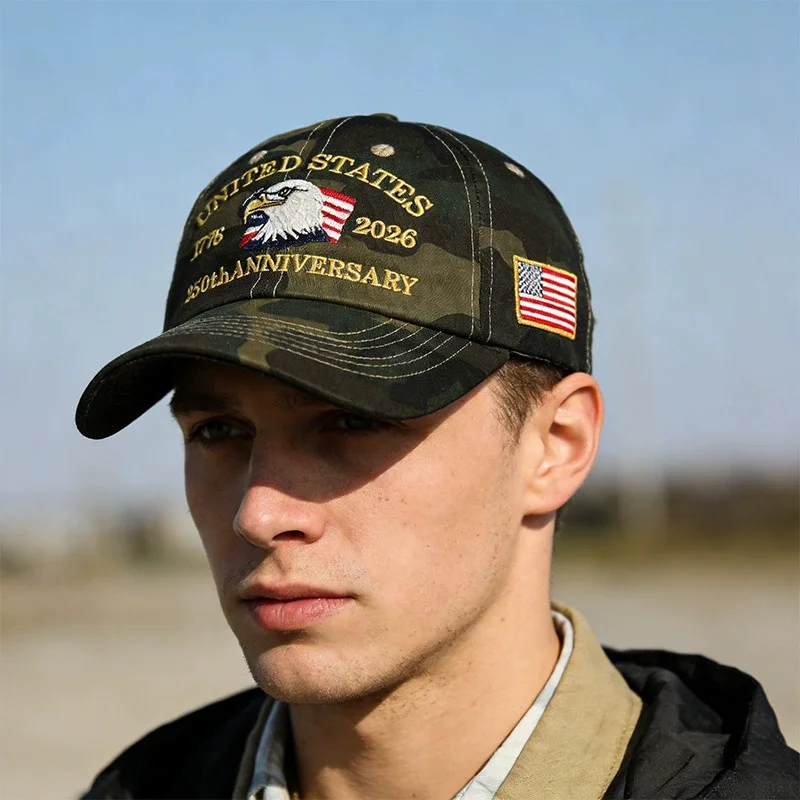 USA 250th Anniversary Eagle Embroidered Baseball Cap Men Women Patriotic Adjustable Cotton Dad Hat Sun Cap for Men Women Adults