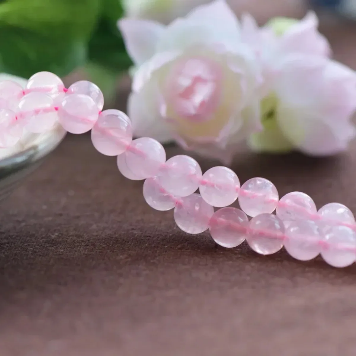 حبات كوارتز وردية برازيلية طبيعية غير مصبوغة 2 مم - 14 مم سلسة مصقولة مستديرة 15 بوصة ستراند