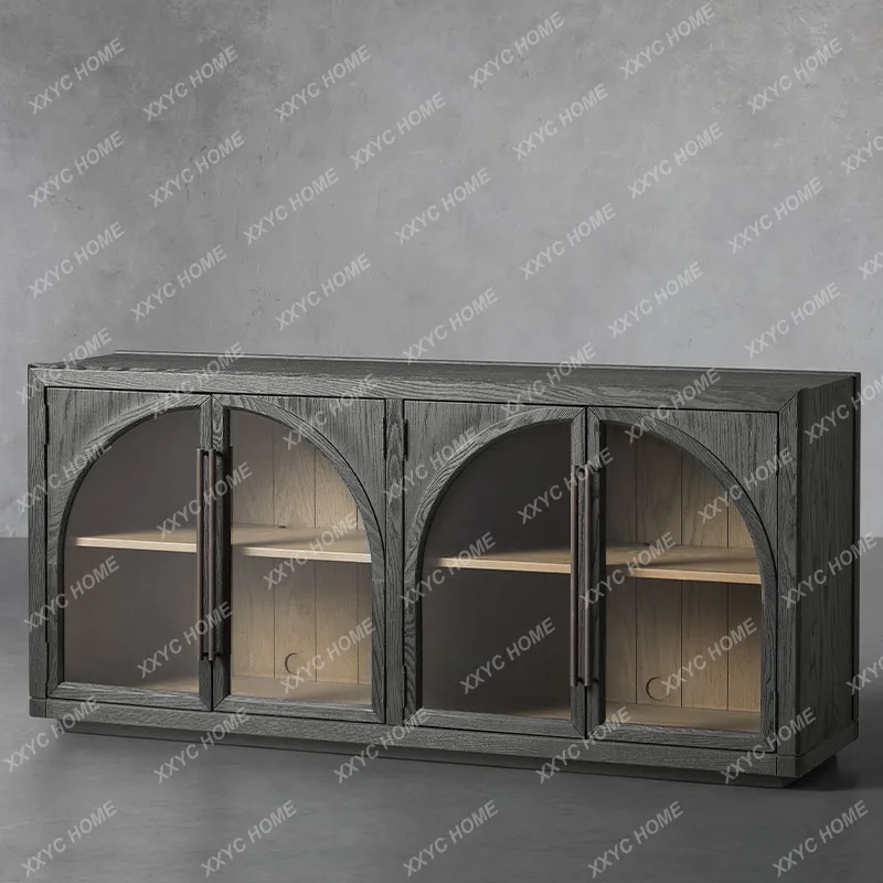 

solid wood dining side cabinet living room small apartment design storage retro multi-functional storage