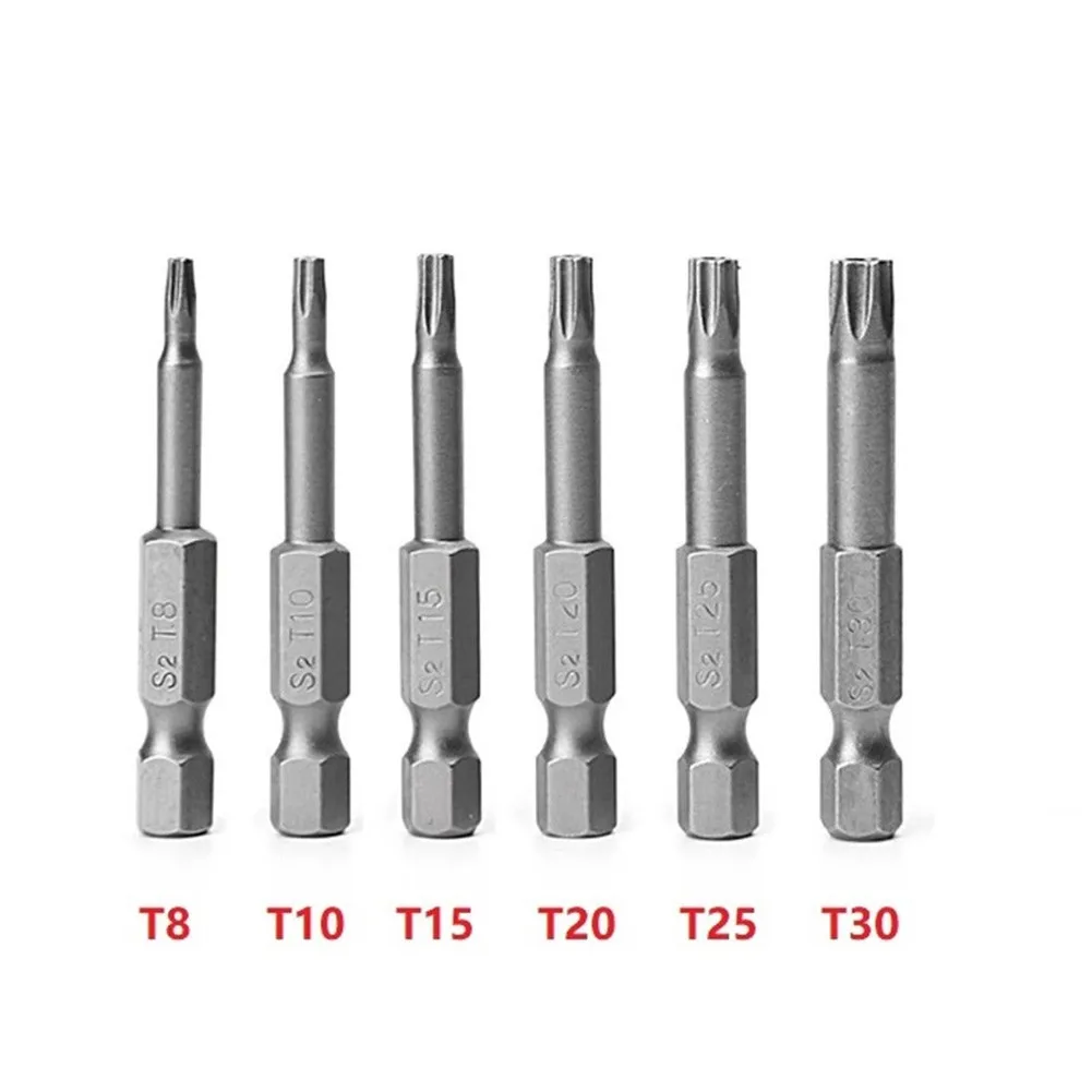 6pcs 50mm 5 Point Torx Drive Bit Set 1/4\