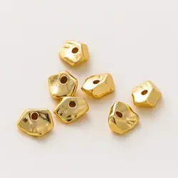10Pcs Irregular Beads Spacer 6/8mm 14K/18K Gold Color Plated Brass Loose Beads for Bracelet DIY Jewelry Making Findings Supplies