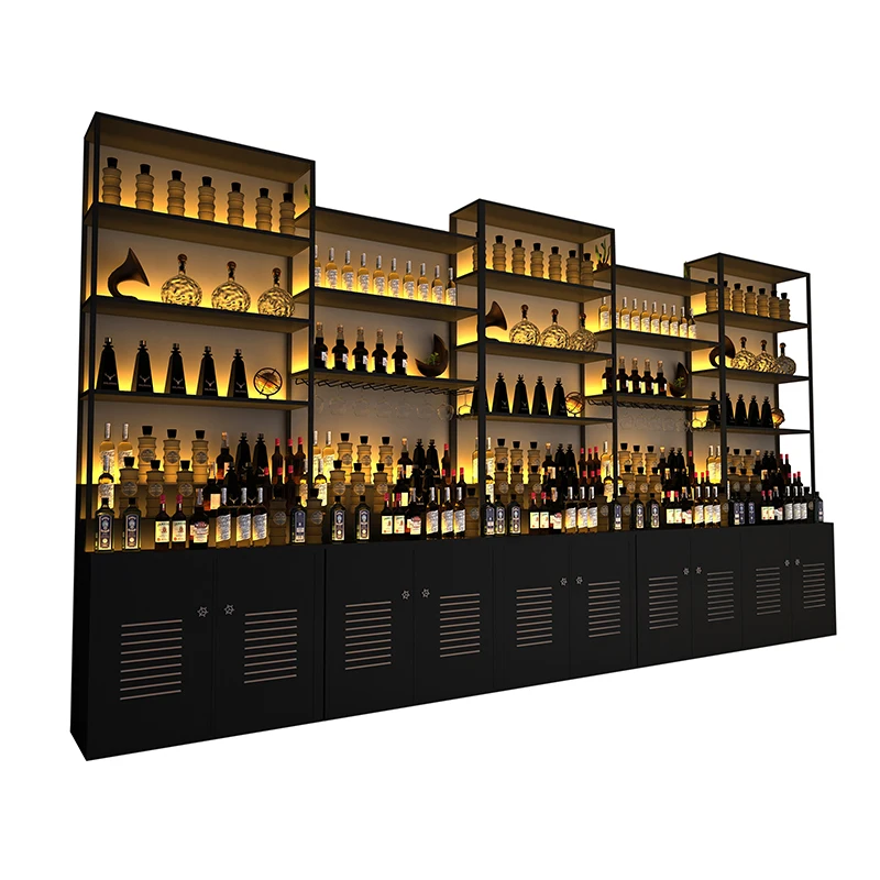 Display Wall Wine Racks Organizer Free Standing Luxury Black Wine Rack Modern Vertical Pantry Bar Schrank Household Items