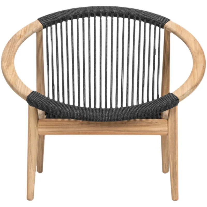 

Deep Seating Teak Wood Armchair Outdoor Garden Accent Chair with Rope Woven Design Leisure Chair Set