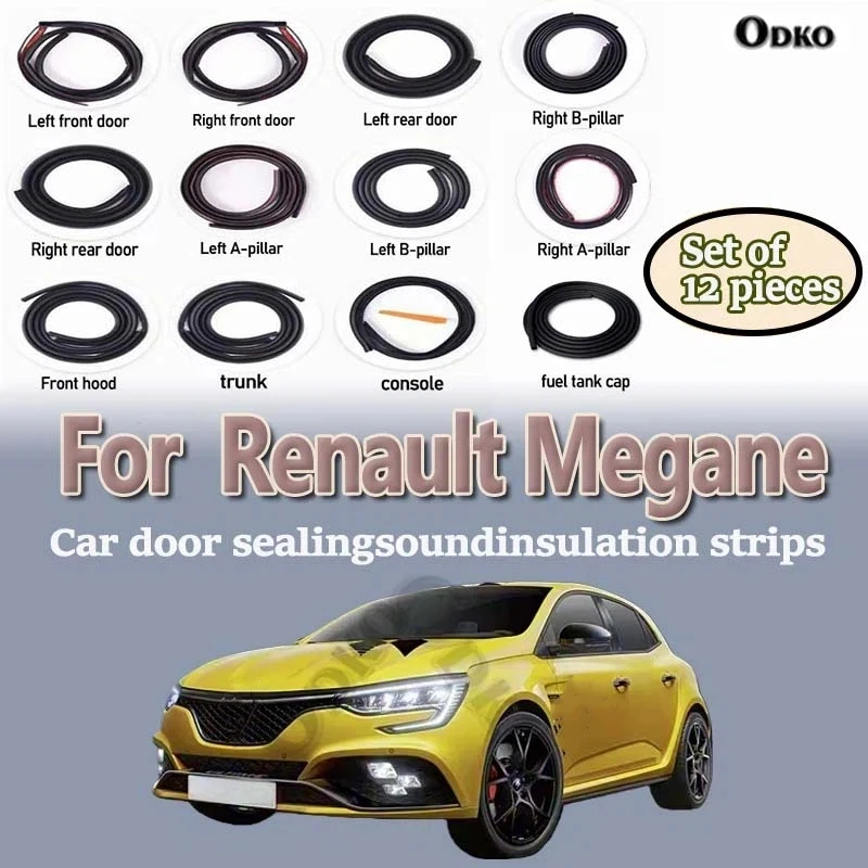 Car Door Seal Strip Rubber Noise Insulation Dustproof Seal Strip Not easy to Fall off For Renault Megane Car Accessories 12Pcs