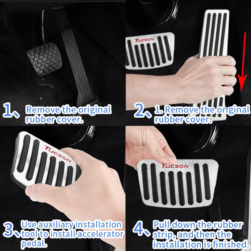 Fotografia 3: Pedal de freio de combustível de gás para carro, acelerador, capa sem perfuração, estrutura de descanso para hyundai tucson nx4 híbrido n line 2019 - 2025