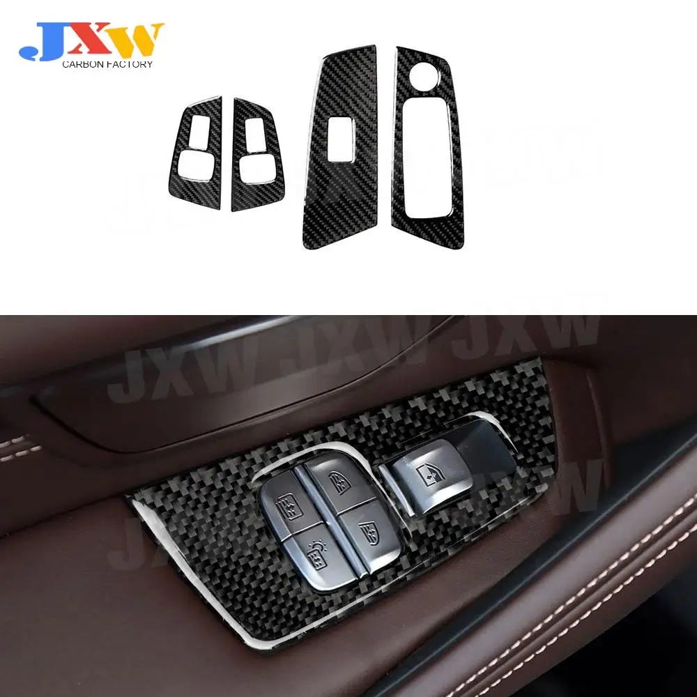 

Carbon Fiber Interior Trim Window Lifter Switch Buttons Decorative Frame Cover Stickers For BMW 5 Series G30