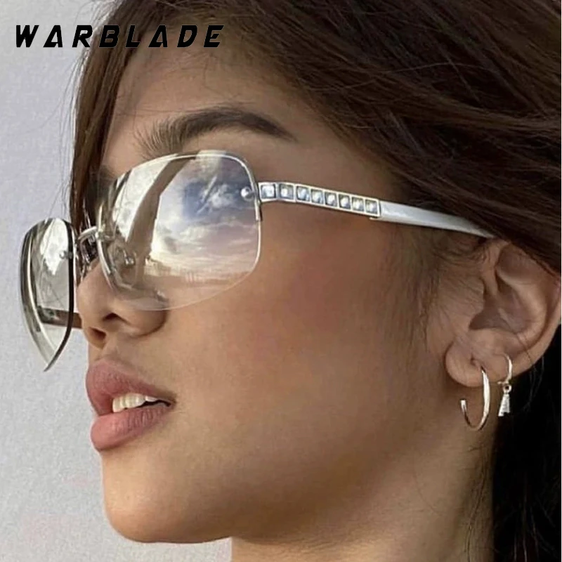 

New Rimless Exquisite Y2k Sunglass Luxury Sexy Design Women Sun Glasses Male Mountain Bike Windproof Goggles UV400 Gafas De Sol